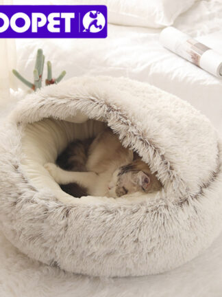 Купить HOOPET New Stye Pet Dog Cat Bed Round Push Cat Warm Bed House Soft ong Push Bed For Sma Dogs For Cats Nest 2 In 1 Cat