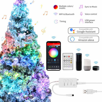 Купить Christmas ED String ight WIFI/Buetooth Remote Contro Compatibe With Googe assistant /Amazon Aexa Christmas Decoration