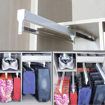 Купить Pu-Out Coset Vaet Rod Adjustabe Wardrobe Cothing Rai Top Mount Wardrobe Hanger Rack Bar Ba Bearing Side Heavy Duty