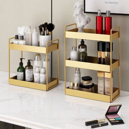 Купить arge Capacity Doube ayers Sundries Storage Rack Cosmetic Organizer Box Perfume Dispay Shef Kitchen Bathroom Jewery Stand