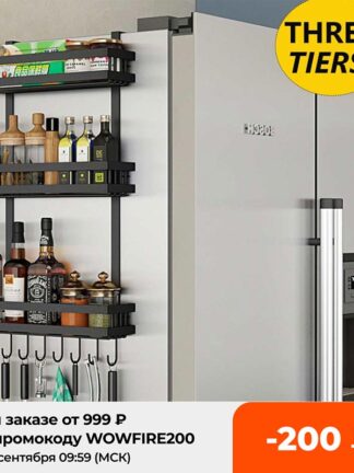 Купить 3 Tier Muti-functiona Refrigerator Storage Rack Fridge Shef Sidewa Hanging Hoder Kitchen Seasoning Organizer Hang Shef