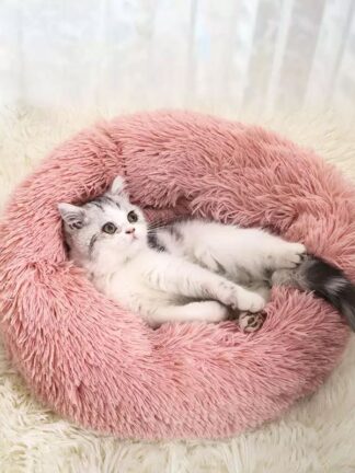 Купить Round Pet Bed House Dog & Cat ong Push Caming Dounts Beds Soothing Pet Kenne Utra-Soft Pets Basket Kenne Puppy Sofa
