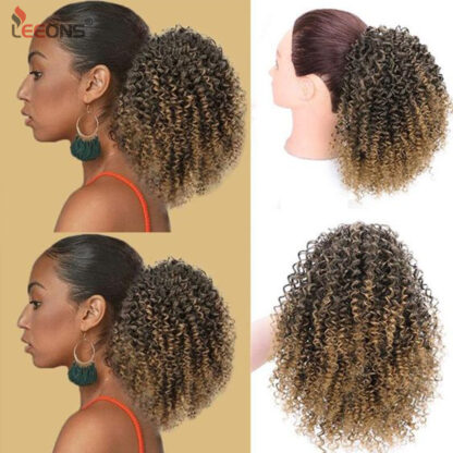 Купить Accessories 2022 New Afro Kinky Drawstring Ponytail Afro Puff Drawstring Ponytail Curly Synthetic Clip In Pony Tail Hair Extensions Costume