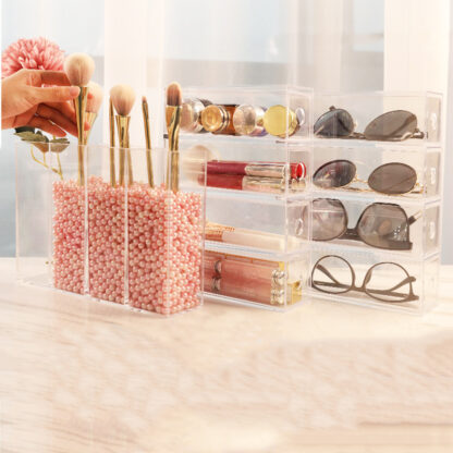 Купить Muti-function Organiser Cosmetic Storage Box Transparent Acryic ipstick Makeup Brush Gasses Stationery Office Pen Case