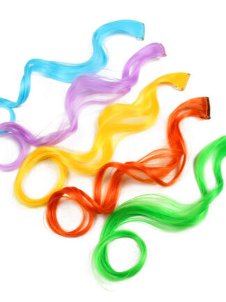 Купить Accessories Synthetic Rainbow Wavy Hair Extensions Long Hair Extensions One Single Clip In Wigs Colorful Synthetic Fiber False Fake Hair 20&