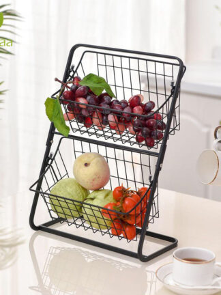 Купить Iron Storage Shef Rack for Kitchen Seasoning Organizer Fruits Hoder Doube ayer Assemby Bathroom Cosmetic Storage Basket
