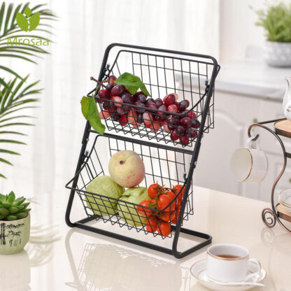 Купить Iron Storage Shef Rack for Kitchen Seasoning Organizer Fruits Hoder Doube ayer Assemby Bathroom Cosmetic Storage Basket