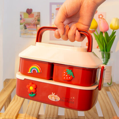 Купить Cartoon Chidren unch Box Cute Student Bento Microwave unch Boxes Food Storage With Independent Box Cutery For Kid Camping