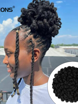 Купить Accessories Large Afro Puff Drawstring Ponytail Short Kinky Curly Hair Bun Dreadlock Clip In Bun Hair Extenison Synthetic Hair Bun Hairpiece
