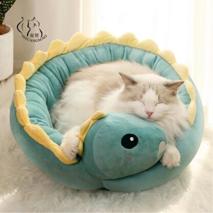 Купить Hot Se Pet Cat Bed Dinosaur Round Sma Dog Beds for Cats ovey Puppy Mat Soft Sofa Mat Nest Warm Kitten Seep Mats Products