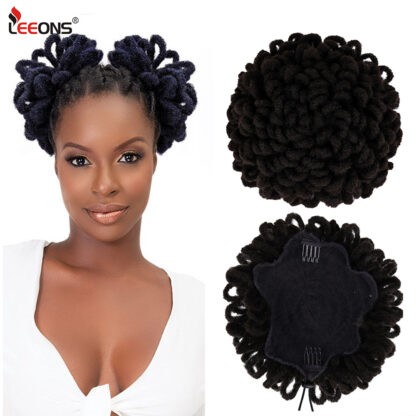Купить Accessories Cheap Dreadlock Afro Puff Hair Bun Chignon Drawstring Ponytail Synthetic Chignon Faux Locs Clip In Pony Tail Hair Pieces Costume