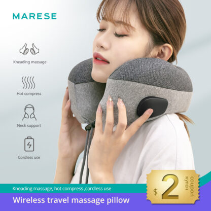 Купить Wireless Electric Neck Massager Kneading Massage Heating U Shaped Pillow Shoulder Cervical Travel Home Car Portable Relax