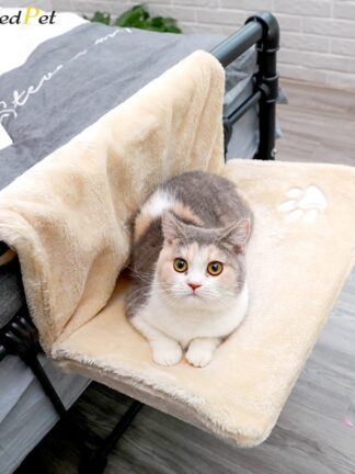Купить Cat Hammack Cat Kitten Hanging Radiator Seeping Bed Pets Feece Warm Basket Meta Iron Frame Mat For Cats Pet Window Si Nest