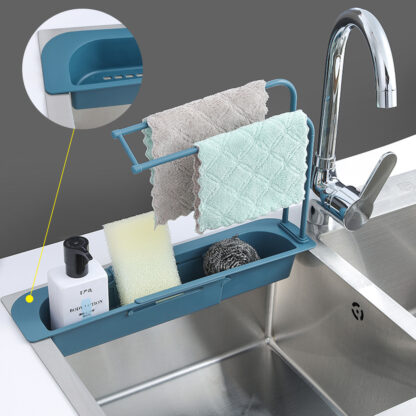 Купить Teescopic Sink Kitchen Drainer Rack Storage Basket Bag Faucet Hoder Adjustabe Bathroom Hoder Sink Kitchen Accessories