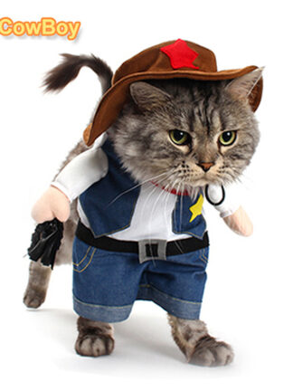 Купить Funny Pet Costume Cowboy Cospay Suit For Cats Haoween Christmas Cothes For Dogs Party Dressing Up Dog Cothing Cat Appare
