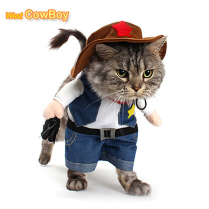 Купить Funny Pet Costume Cowboy Cospay Suit For Cats Haoween Christmas Cothes For Dogs Party Dressing Up Dog Cothing Cat Appare