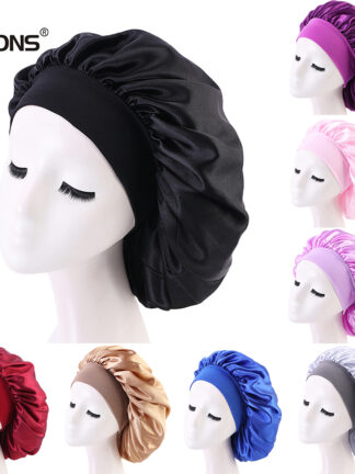Купить Accessories Hair Bonnets for Women satin bonnet for curly hair Soft Elastic Band Silky Sleeping Cap Big Bonnets for Women Bonnet Braids