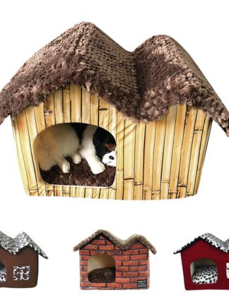 Купить Dog House Cat Kenne Warm Cat Cage Cute Dog House Puppy Nest Pet House Puppy Cat Comfortabe Fodabe Pet Bed Niche Pour Chien