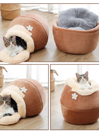 Купить 3in1 Pet bed for Cat Dog Soft Nest Kenne Cat Bed House Pot Shaped Cave House Seeping Bag Mat Pad Tent Pet Winter Warm Cozy Bed