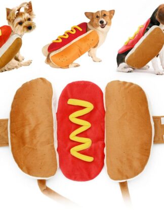 Купить Pet Dress Up Costume Hot Dog Shaped Dachshund Sausage S M Adjustabe Cothes Funny Warmer For Puppy Dog Cat Dress Up pies