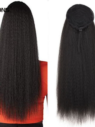 Купить Accessories Drawstring Puff Ponytail Afro Kinky Straight Hair Extension Synthetic Clip In Pony Tail African American Hair Extension Costume