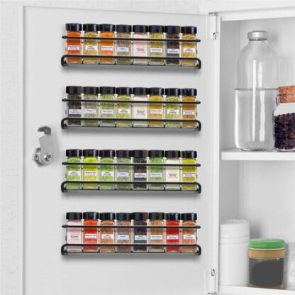 Купить 4PCS Punch-Free Spice Organizer Sheves Cupboard Wa-Mounted Seasoning Spice Storage Rack Kitchen Condiment Hanging Hoder