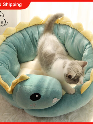 Купить Dinosaur Cat Bed Cute Pet House for Cats Warm Sma Dogs Mat Seep Nest Indoor Kitten Cushion Window Beds Puppy Ferret Products