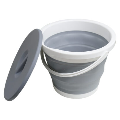 Купить 5 Foding Portabe Bucket with Cover Car Wash Fishing Bathroom Too Siicone Pastic Bucket Outdoor Camping Househod pies
