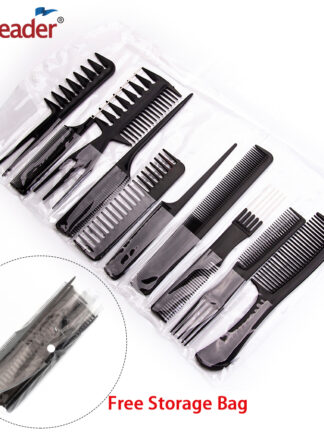 Купить Accessories New 10Pcs Black Professional Combs Hairdressing New Tail Comb Carbon Anti Static Comb Hair Cutting Comb Free Storage Bag Costume