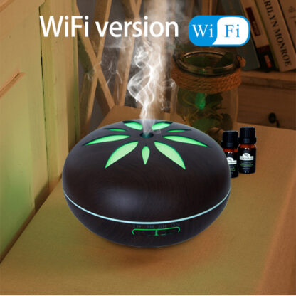 Купить Smart Wifi Essential Oil Diffuser Compatible With Alexa 550ml Wood Grain Humidifier Ultrasonic Air Humidifier Aroma Diffuser