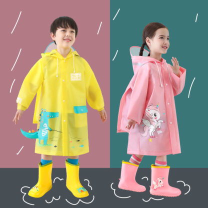 Купить 2021 Cartoon Dinosaur Kids Rain Coat Chidren Windproof Poncho Boys Girs Rainwear Student Green Outdoor Waterproof Raincoats