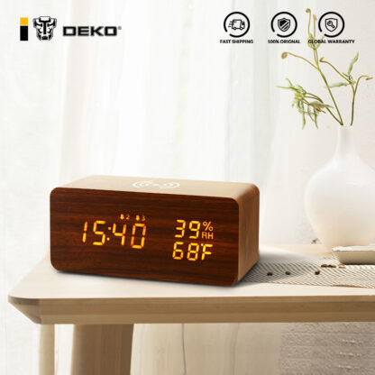 Купить DEKO Powered Tabe ed USB Battery Charger Totoro Usb Desktop Wake Up Bedroom Eectronic Wooden Aarm Cock Digita