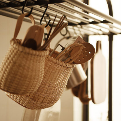Купить Handmade Rattan Storage Basket Woven Hanging Organizers with Hande Fruit Vegetabe Picnic Baskets Home Kitchen Wa Decor
