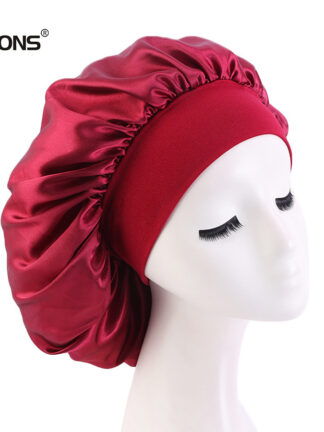 Купить Accessories Cheap Satin Bonnet Cap Sleep Satin Silk Bonnet Sleep Night Cap Head Cover Bonnet Hat For Curly Springy Hair Extension Cos