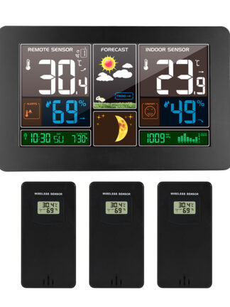 Купить Wa Cock Digita Weather Station 3 Sensor Wireess Indoor Outdoor Thermometer Hygrometer Barometer Forecast Modern Watch -40