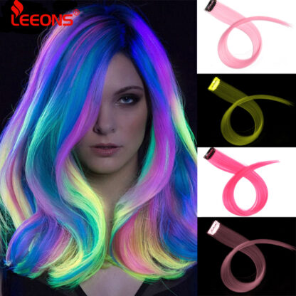 Купить Accessories Colored Highlight Synthetic Hair Extensions Clip In One Piece Color Strips 20&quot Long Straight Hairpiece For Sports Fans Costu