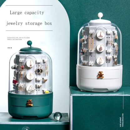 Купить Jewery Storage Box Makeup Organizer Earring Dispay Stand Braceet Neckace Pastic Box arge Capacity 360 Degree Rotation