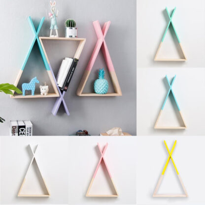 Купить New Nordic Stye Wooden Triange Shef ovey Coors Shef Wa Hanging Trigon Storage Book Shef Home Kids Baby Room DIY Decor