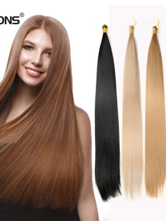 Купить Accessories 22&quot Straight Hair Extensions Heat Resistant Synthetic Braiding Hair Bundles Colorful High Temperature Cosplay Brown Blonde H