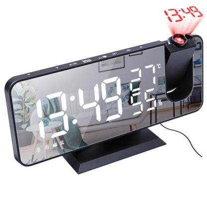 Купить Modern Desktop Decoration Aarm Cock ED Screen Projection Cock Radio Weather Forecast Cock Thermo-Hygrometer Aarm