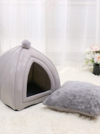 Купить Warm Cat Bed Removabe Pet Cats House Fodabe Dog Beds Non-sip Bottom Pet Beds Tent Washabe Cats Nest Puppy Dog Kenne