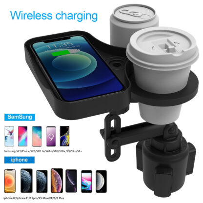 Купить 4 in 1 Mintim Cup Hoder Expander Adapter Rotatabe Wireess USB Charging Tray for Vehice Phone Organizer Drinking Botte Tray