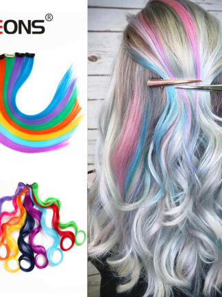 Купить Accessories Long Synthetic Hair Extension Rainbow Hair Extensions Wavy Hair Extensions Clip In Extension Natural Fiber 20 inch Costume