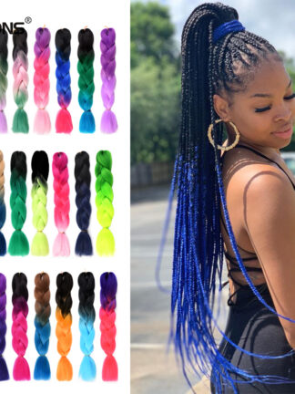 Купить Accessories Wholesale Jumbo Hair Extensions Ombre Crochet Braids 24Inch Blue Pink Grey African American Synthetic Hair Extensions100G Costum