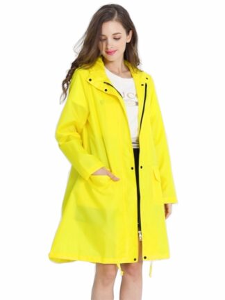 Купить Womens Styish Soid Yeow Rain Poncho Waterproof Raincoat with Hood and Pockets