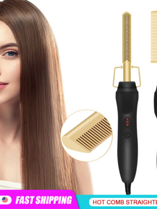 Купить Electric Hot Comb Straightener Fast Hot Heating Comb Professional Flat Irons Irons Hair Straightening Brush Hair Curler For Wig
