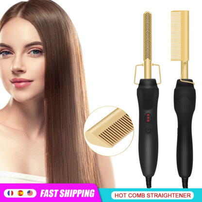 Купить Electric Hot Comb Straightener Fast Hot Heating Comb Professional Flat Irons Irons Hair Straightening Brush Hair Curler For Wig