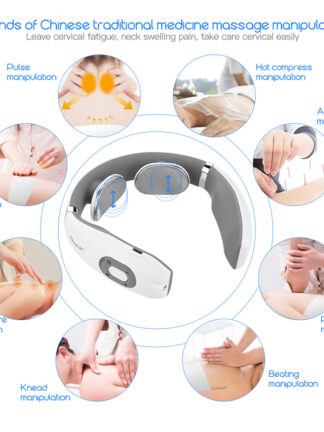 Купить Wireless Cervical Traction Collar Pain Relief Massage Device Pulse Heating Neck Massager 3D Floating Electrode Pads Home Travel