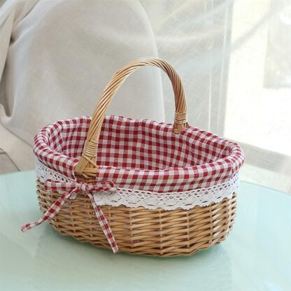 Купить Hand Woven Picnic Bag Gift Basket Wicker Storage Basket inen Inner Basket for Camping Picnic Storage Use