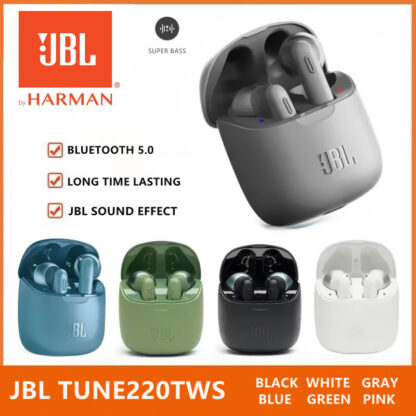 Купить JBL TUNE 220TWS Wireless Bluetooth Earphones JBL T220TWS Stereo Earbuds Bass Sound Headphones Headset with Mic